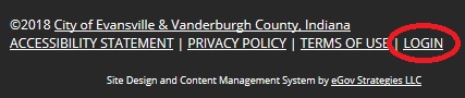 Login link in footer